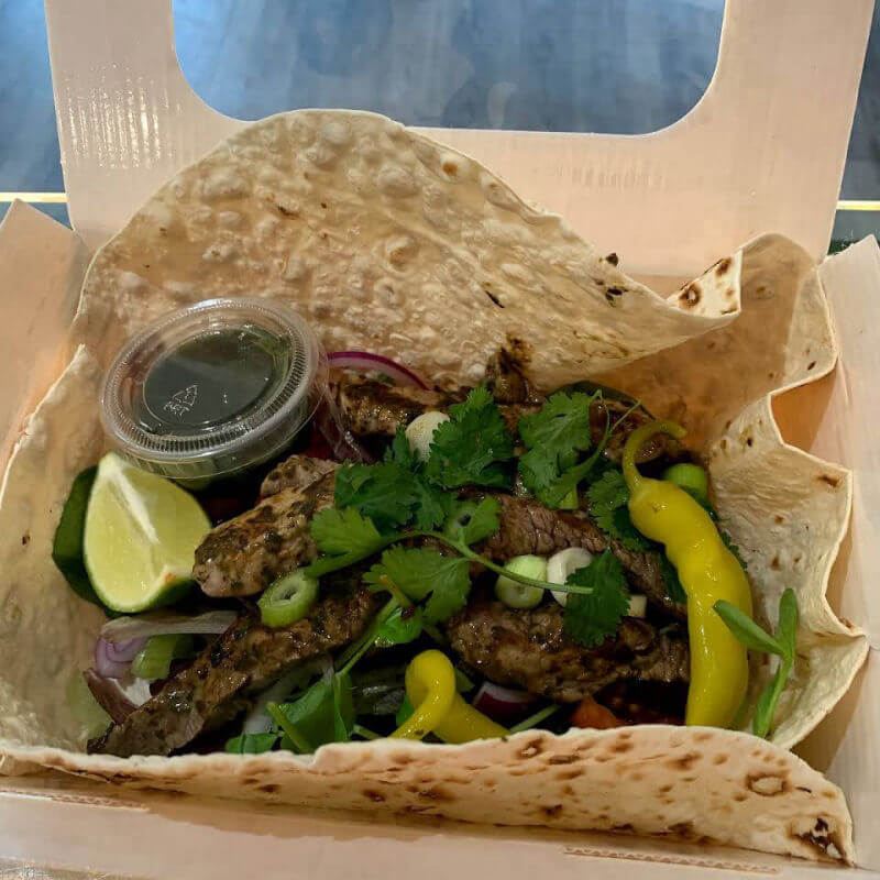 Tasty sirloin steak kebab